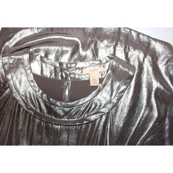 J CREW Womens Pewter Metallic Silk Blouse Top Size S - Picture 3 of 3